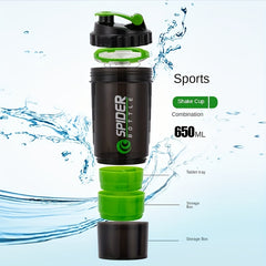 Protein Shaker Bottle 3 Layers Large Capacity Outdoor Water Bottle