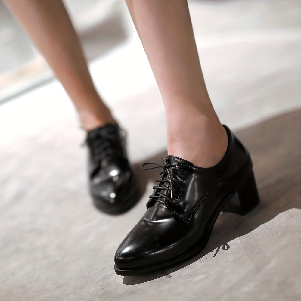 Women's Mid Heel Lace Up Office Court Pumps