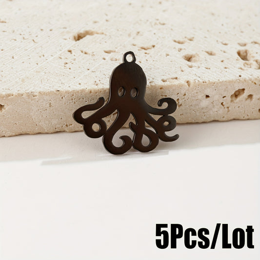 5PCS Stainless Steel Octopus Charms For DIY Jewelry Making