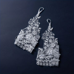 Flower Embroidery Short Gloves Rhinestone Pearl Fingerless Gloves