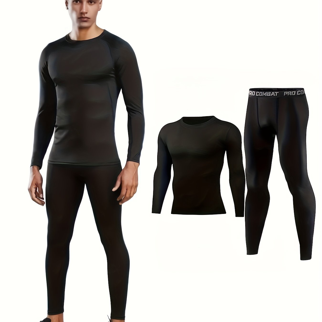 Men's Quick Dry Compression Long Sleeve Shirt & Leggings Set