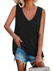 Solid V-Neck Tank Top for Women