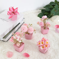 5pcs Mini Artificial Potted Flower Plant Plastic Desktop Window Decoration