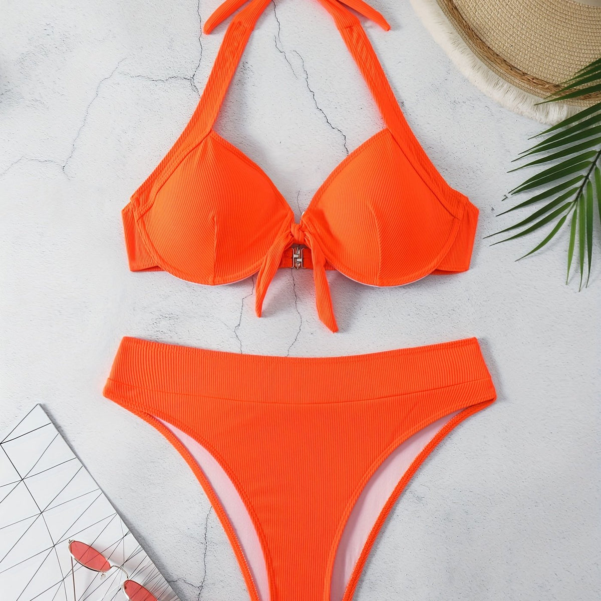  Halter Bra & Panty Swimsuit Set