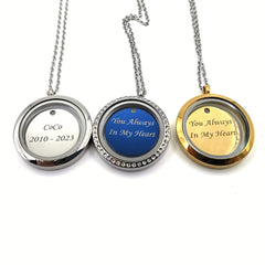 Custom Silver Rhinestone Pet Memorial Pendant with Engraved Name Plate