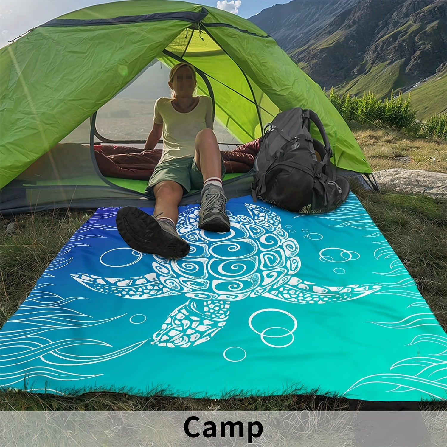 Sea Turtle Picnic Mat Lightweight Waterproof & Sandproof for Beach & Outdoor