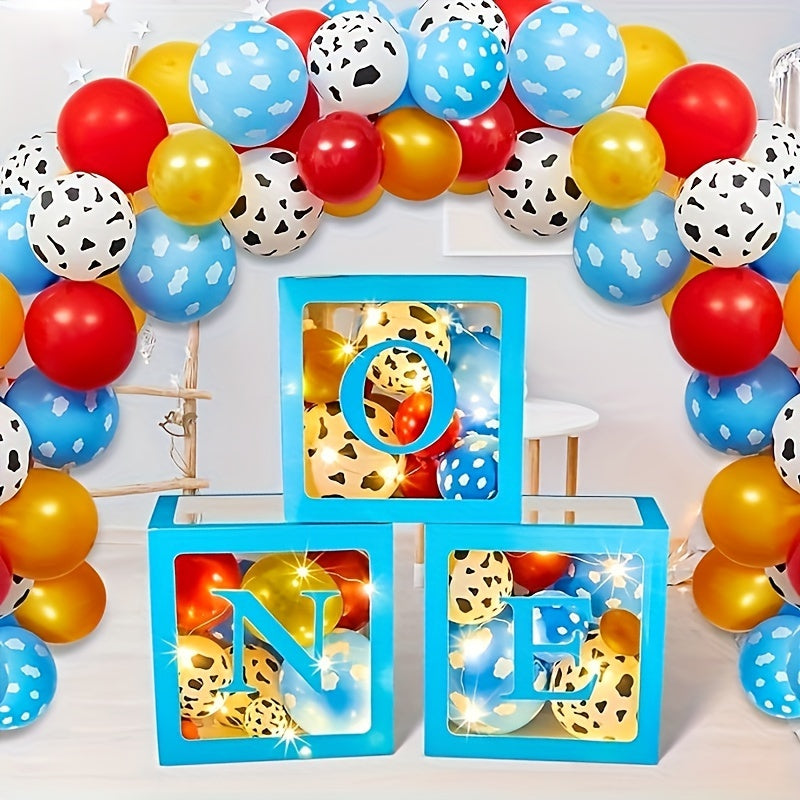 54pcs Cartoon Story Party Decorations with LED String Lights & Balloons Boxes