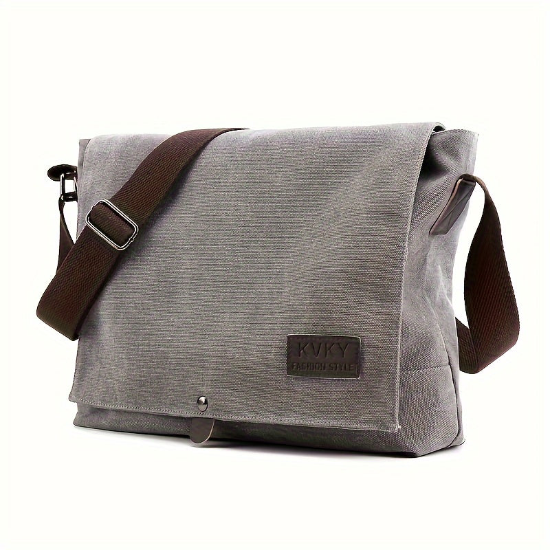 Vintage Canvas Messenger Bag Flap Closure Adjustable Shoulder Strap