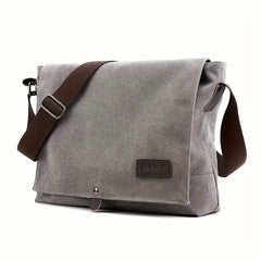 Vintage Canvas Messenger Bag Flap Closure Adjustable Shoulder Strap