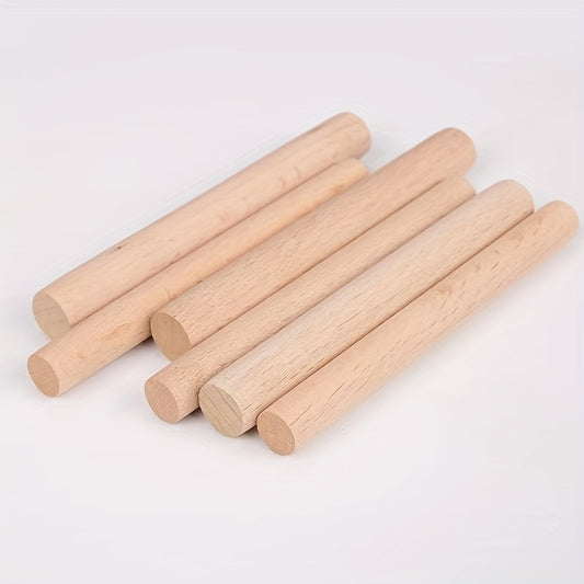 5pcs 1.0cm Solid Wood Round Stick Beech Wood 3.94in Tapestry Wooden Stick