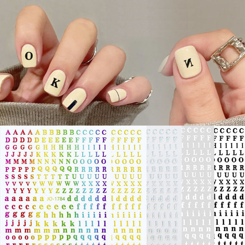 Holographic Letter Nail Stickers DIY Nail Decoration
