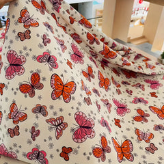 1 Yard Red Flower Pattern Fabric DIY Clothing Pants Dress