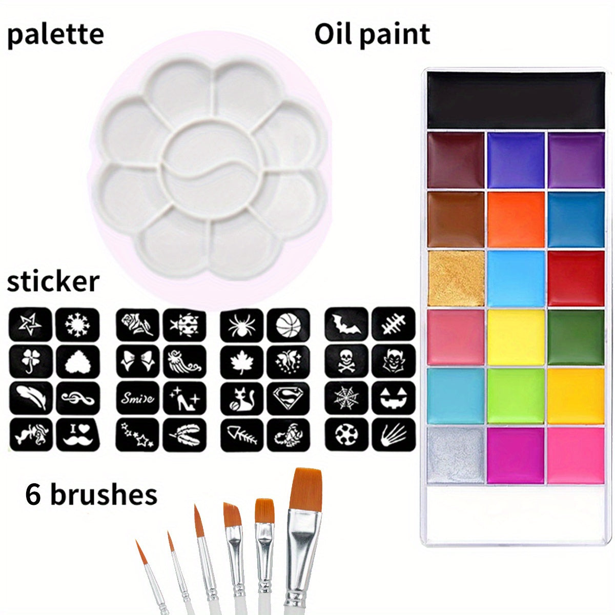 Halloween Face Painting Kit 20 Colors Easy to Apply & Remove