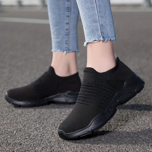 Women's Breathable Knit Sneakers Casual Slip On Outdoor Shoes Lightweight
