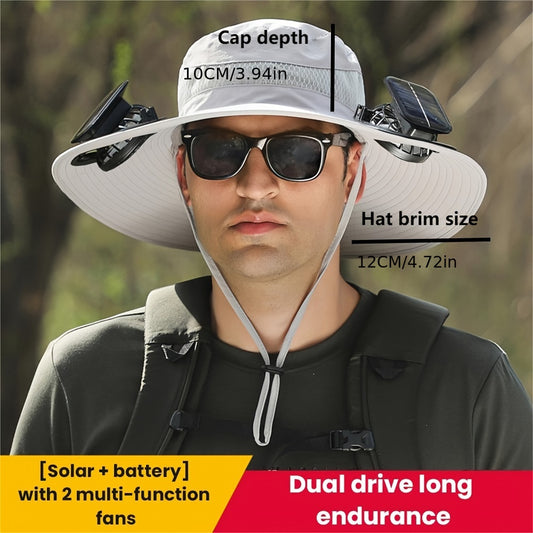 Summer Sun Hat with Solar Fan for Outdoor Activities