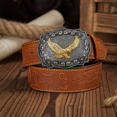 Vintage Pattern Buckle PU Leather Belt For Men