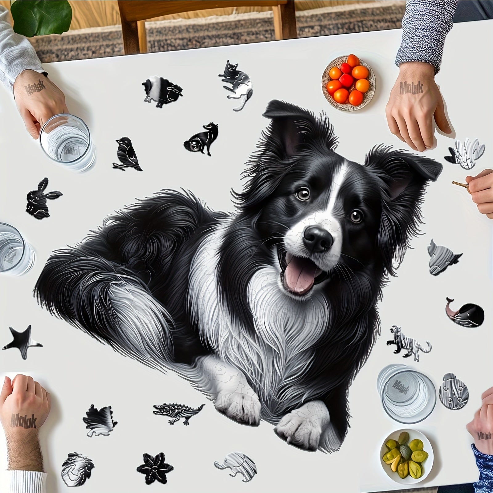 Wooden Puzzle Puppy Parrot Art Paper Box Unique Jigsaw Toy