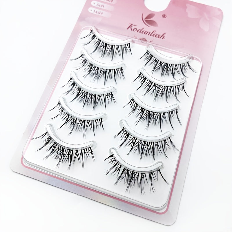 5 Pairs Manga Silk Eyelashes Cluster False Full Strip False Lashes