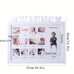 Heart-Shaped 12 Month Growth Record Picture Frame for Baby's Commemoration
