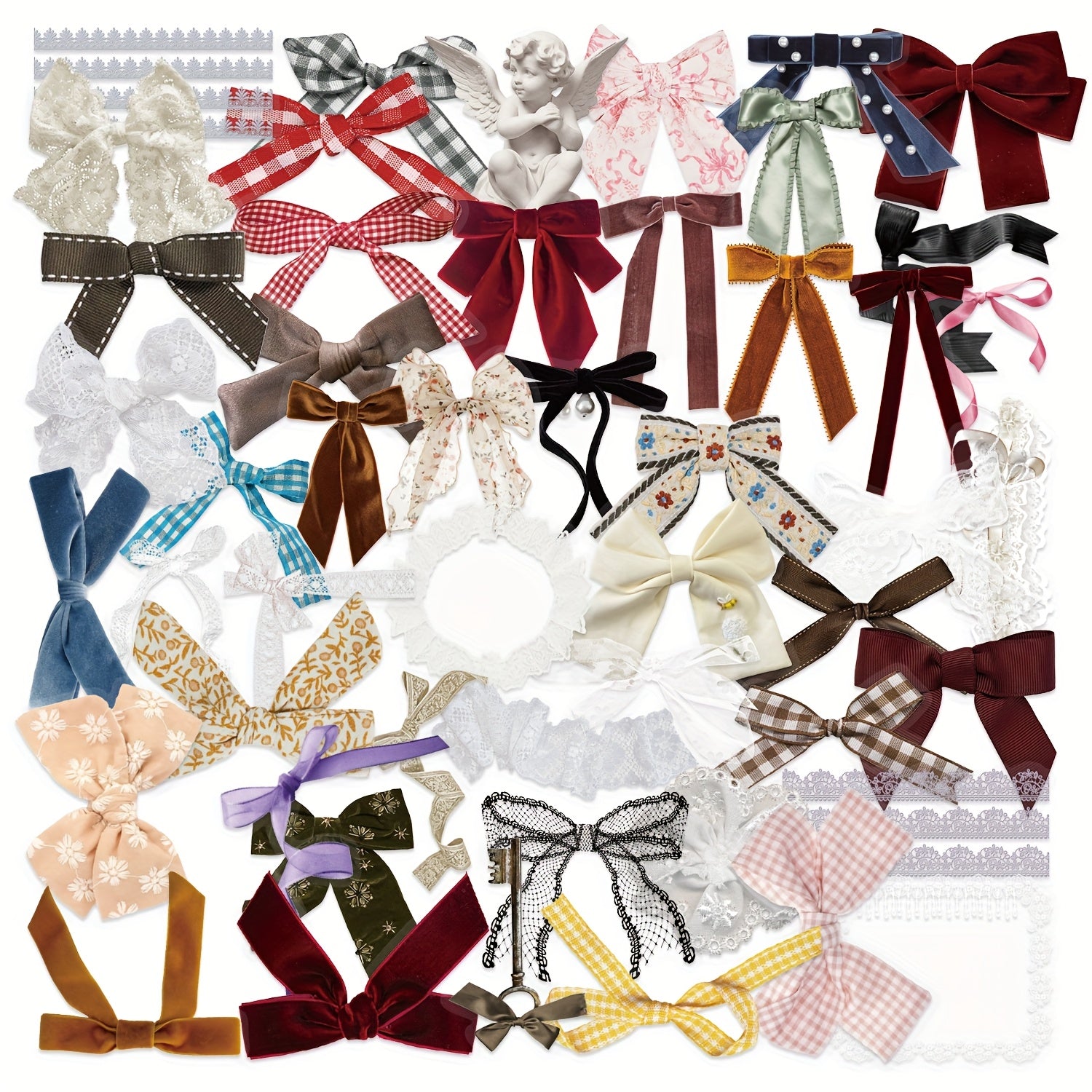 50pcs Butterfly Knot Rope Decorative PET Stickers Assorted DIY Craft Stickers