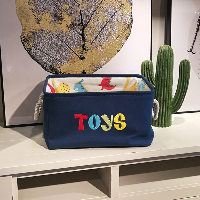 Dark Dinosaur Toy Storage Basket Embroidery Cartoon Printing - Home Organization