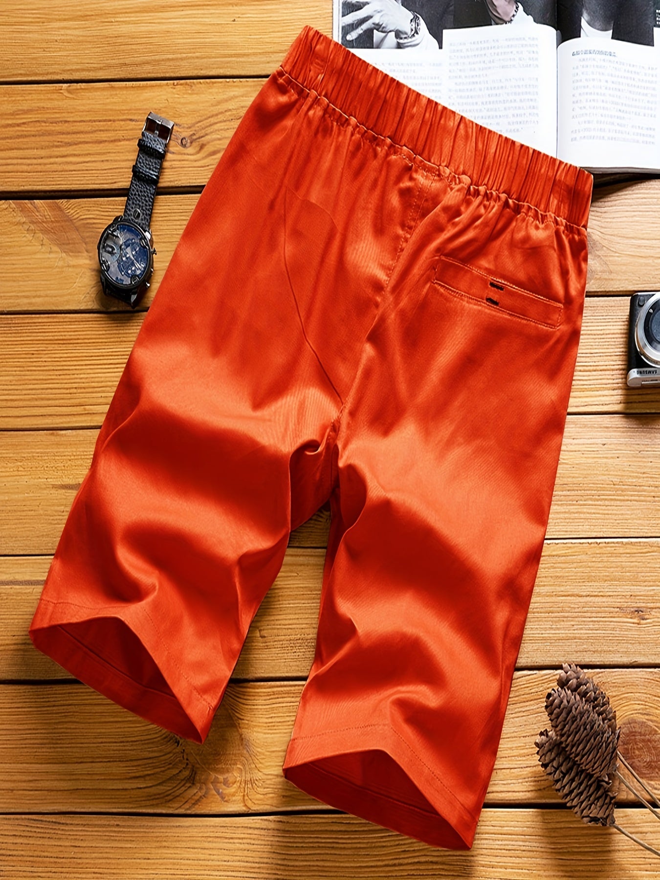 Flat Front Comfy Shorts Men's Casual Drawstring Waist Shorts