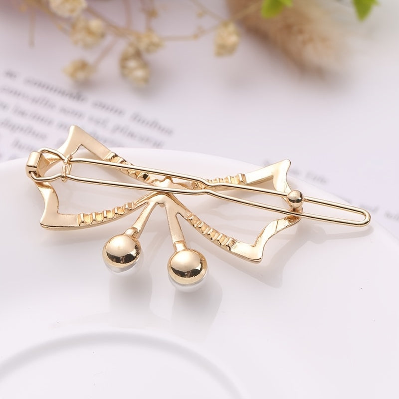 Alloy Bowknot Pearl Hairclip Metal Hairpin Barrette Party Prom Hair Accessories
