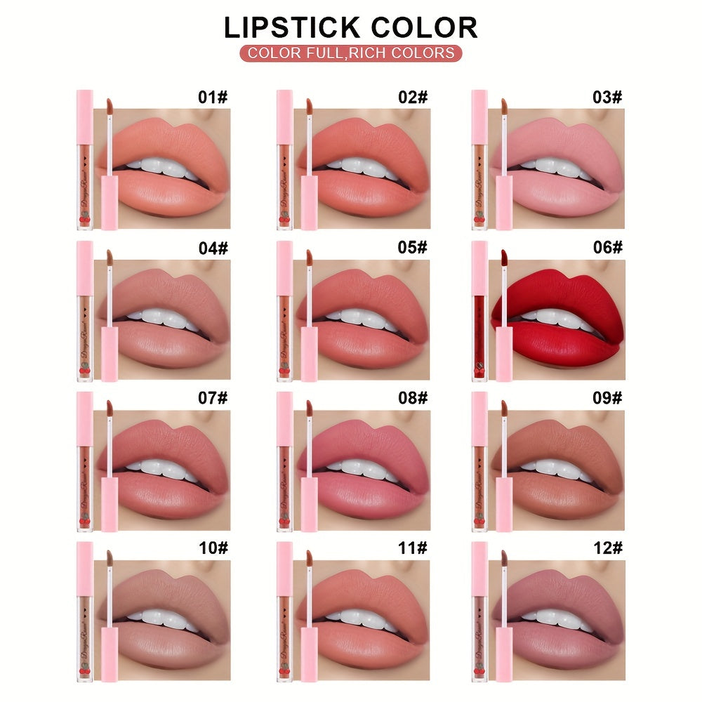 High Pigment Lip Gloss Matte Non-stick Lip Glaze Long Lasting Waterproof