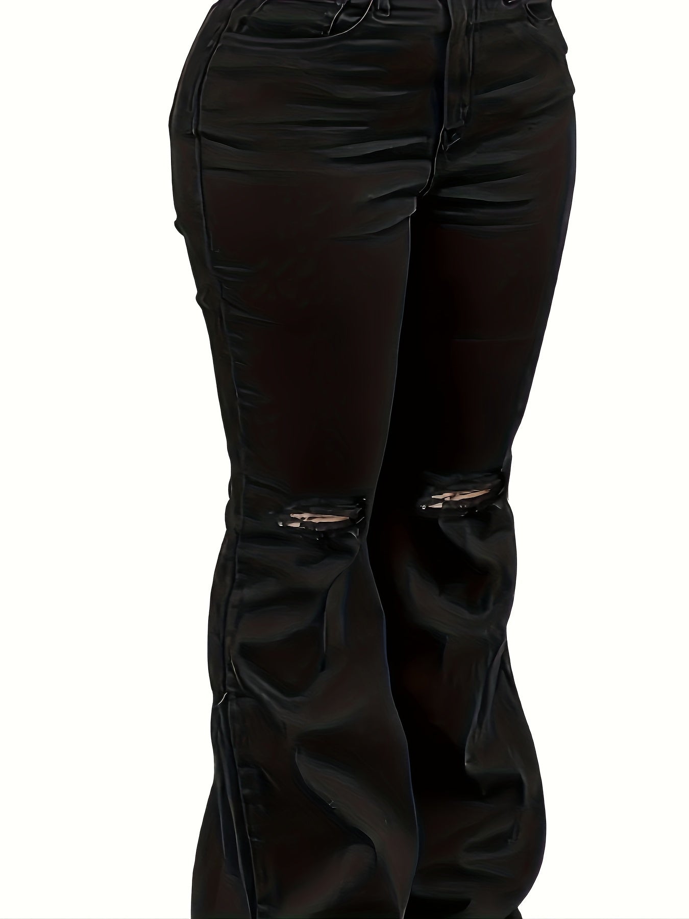  Flared Leg Stretch Washed Denim Pants