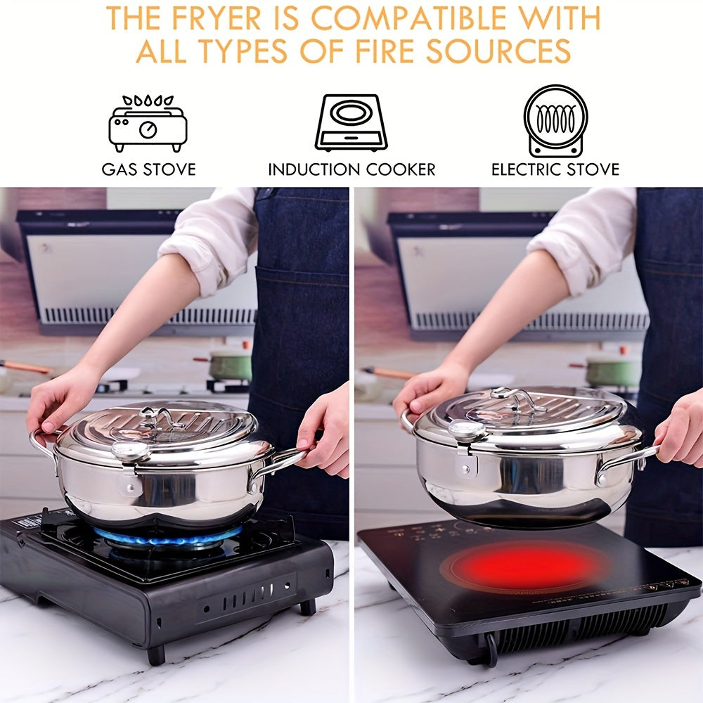 Kitchen Cooking Pot Deep Frying Tempura Fryer Pan Temperature Controllable