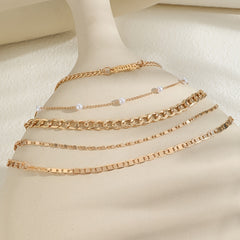 5 Pcs Hollow Chain Bracelet Minimalist Stackable Chain Bracelet