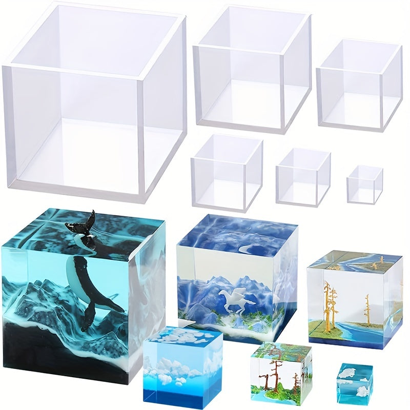 Large Transparent Silicone Cube Mold for Resin Casting