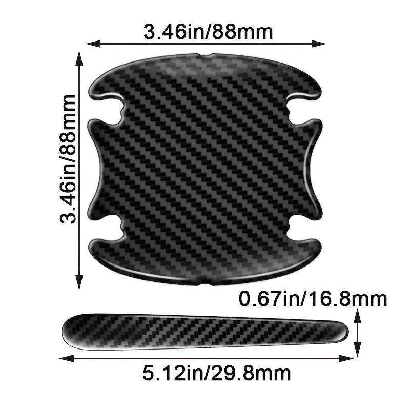 Carbon Fiber Texture Car Door Bowl Protection Stickers Set