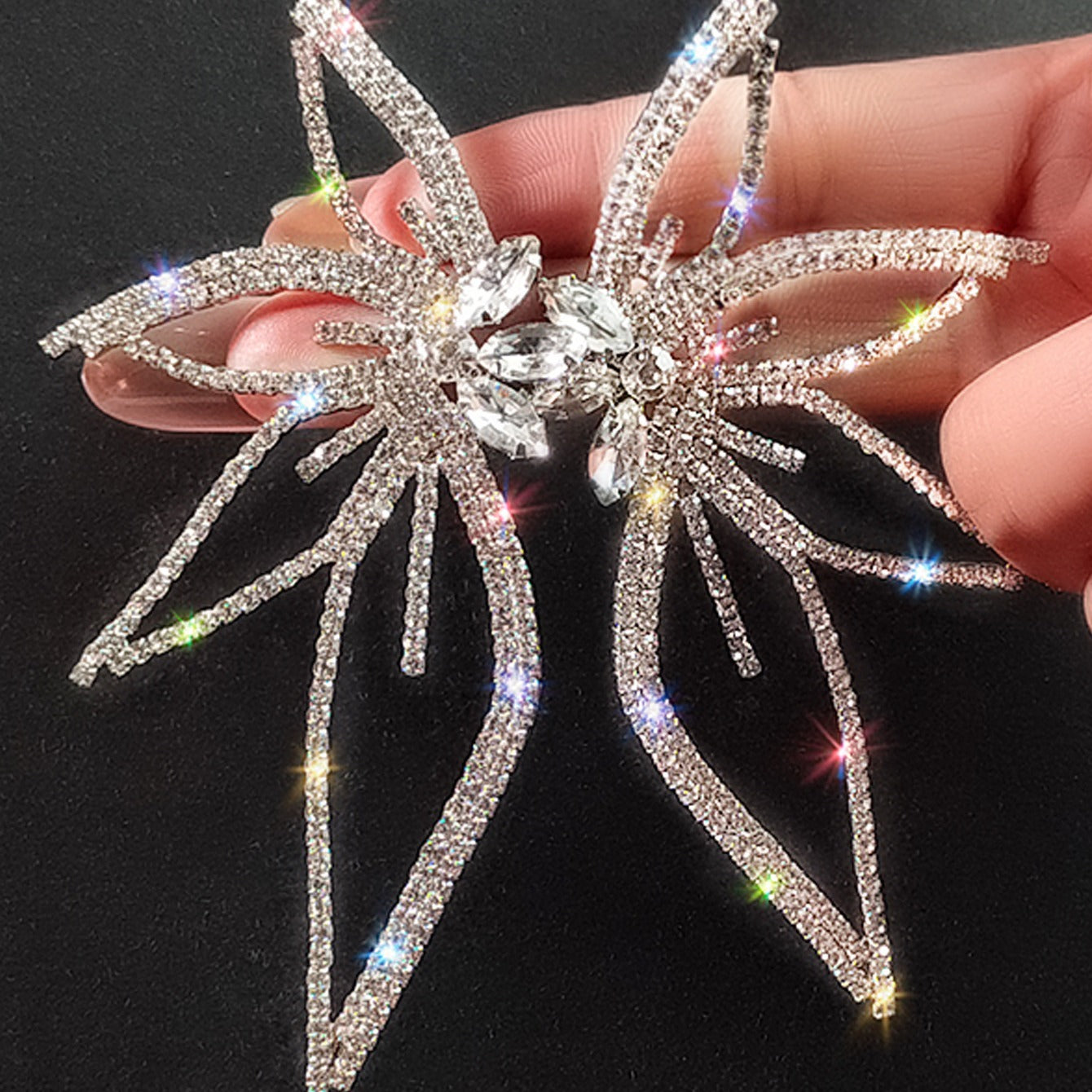 Rhinestone Maple Leaf Stud Earrings