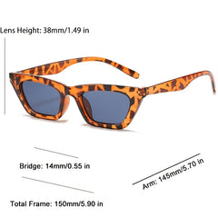 Polarized Skinny Cat Eye Sunglasses Women Vintage Square Shade