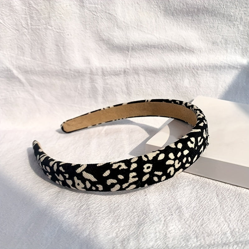Leopard Pattern Hair Hoop Elastic Non Slip Headband Soft Fabric Hair Accessory