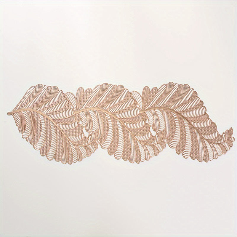 Heat Insulating PVC Table Mat with Hollow Leaf Design