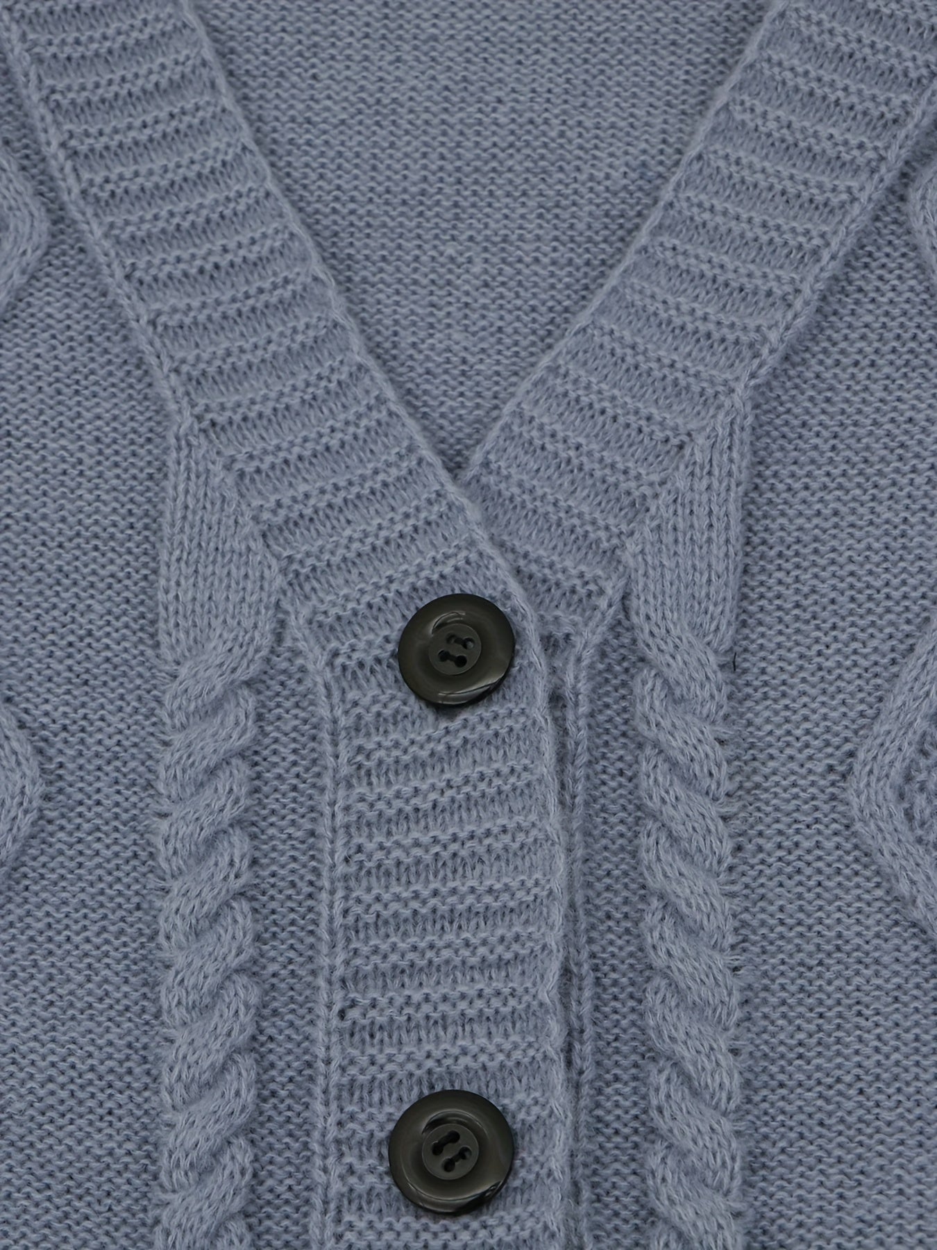  Solid Jacquard Long Sleeve Button Up V Neck Sweater Cardigan