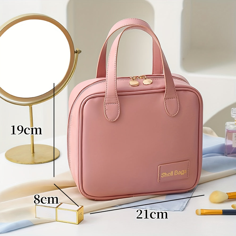 PU Travel Makeup Bag With Handle Small Cosmetic Bag Waterproof Organizer Case