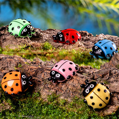 6pcs Ladybug Figurines Cartoon Resin Bugs for DIY Crafts Garden Decor