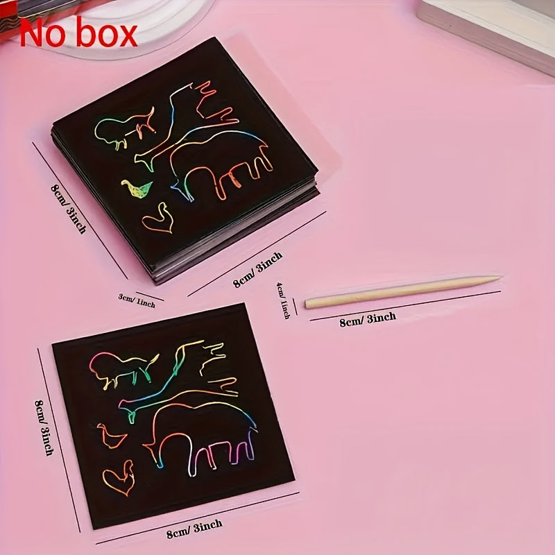 50pcs Rainbow Scratch Art Kit Unleash Hidden Designs with Bright Colors