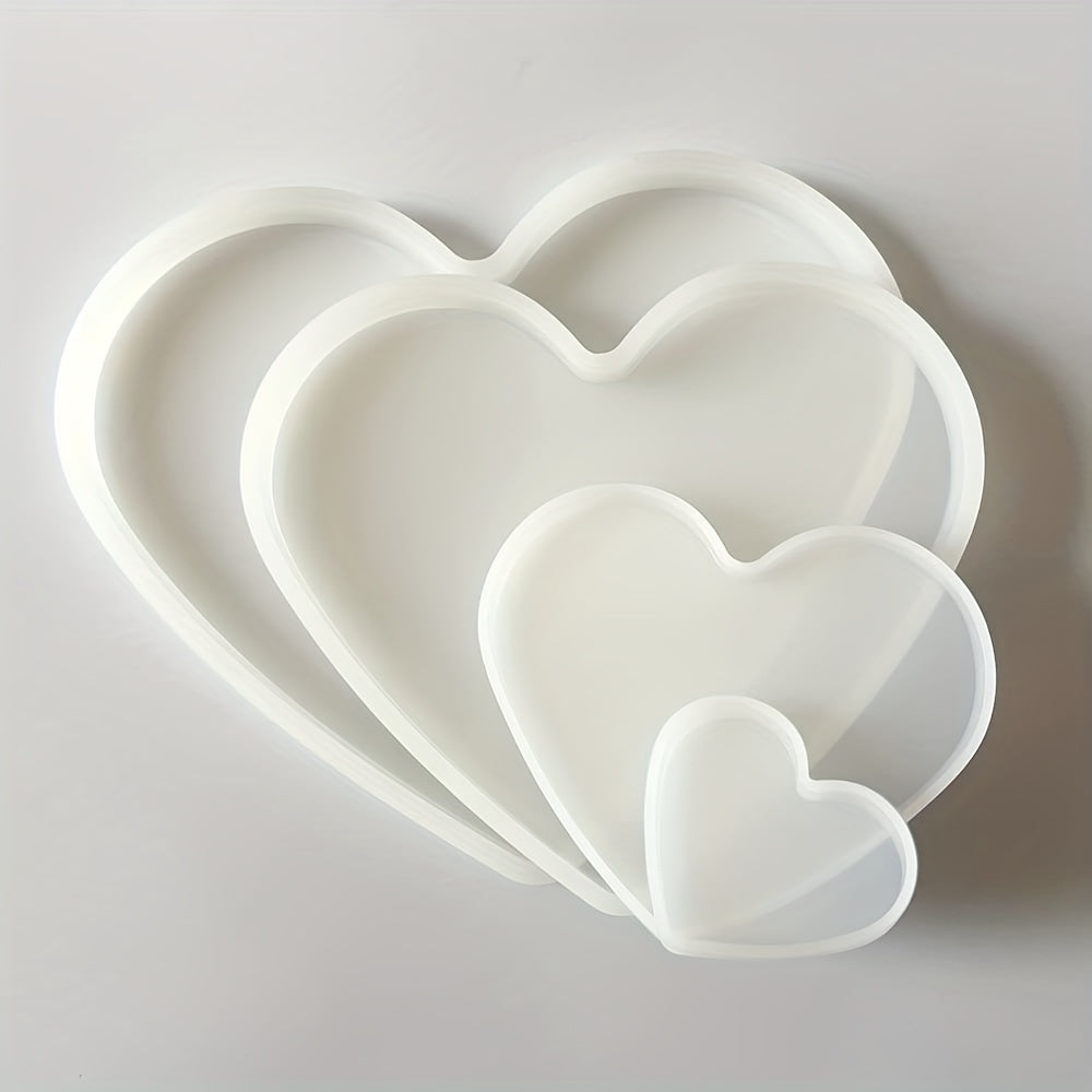 4pcs Heart Resin Mold Love Heart Shape Epoxy Mold