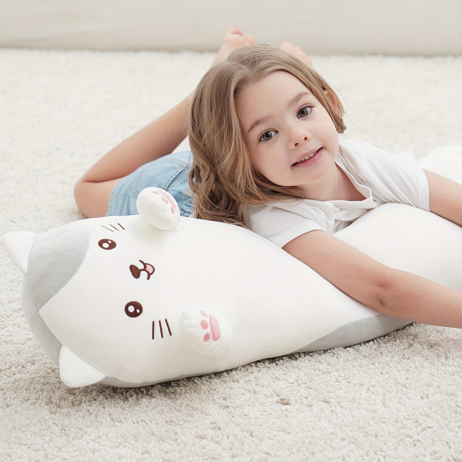 44 Cm Cat Stuffed Animal Soft Long Pillow Cartoon Kitten Plush Toy Gift