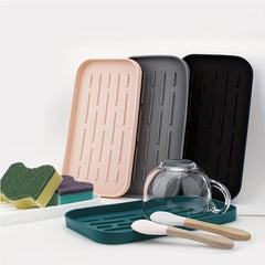 Silicone Draining Tray Kitchen Bathroom Storage Shelf