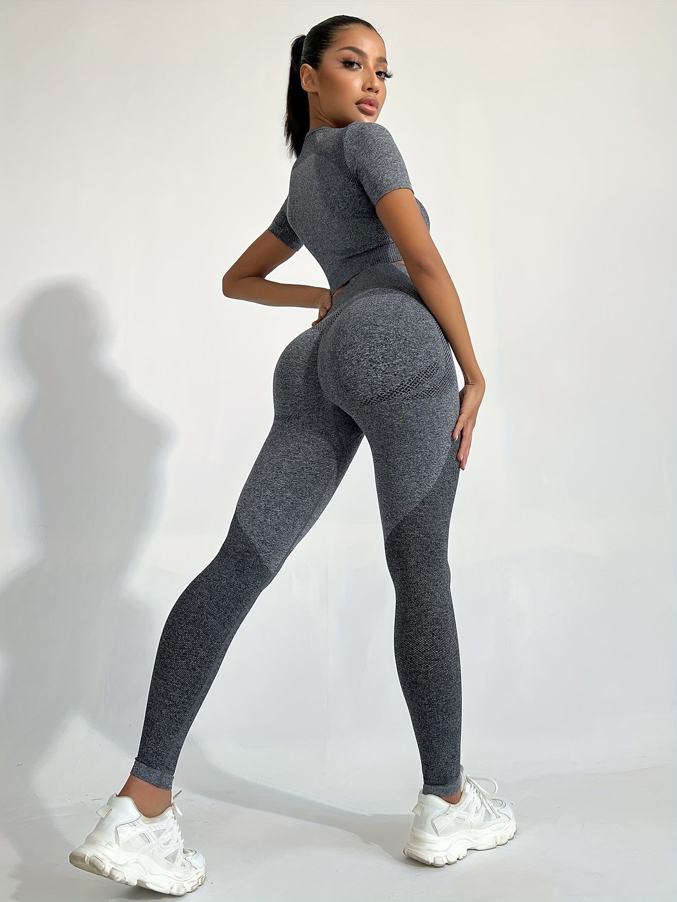 2pcs Yoga Sports Set Crop Top & Leggings Women's Activewear