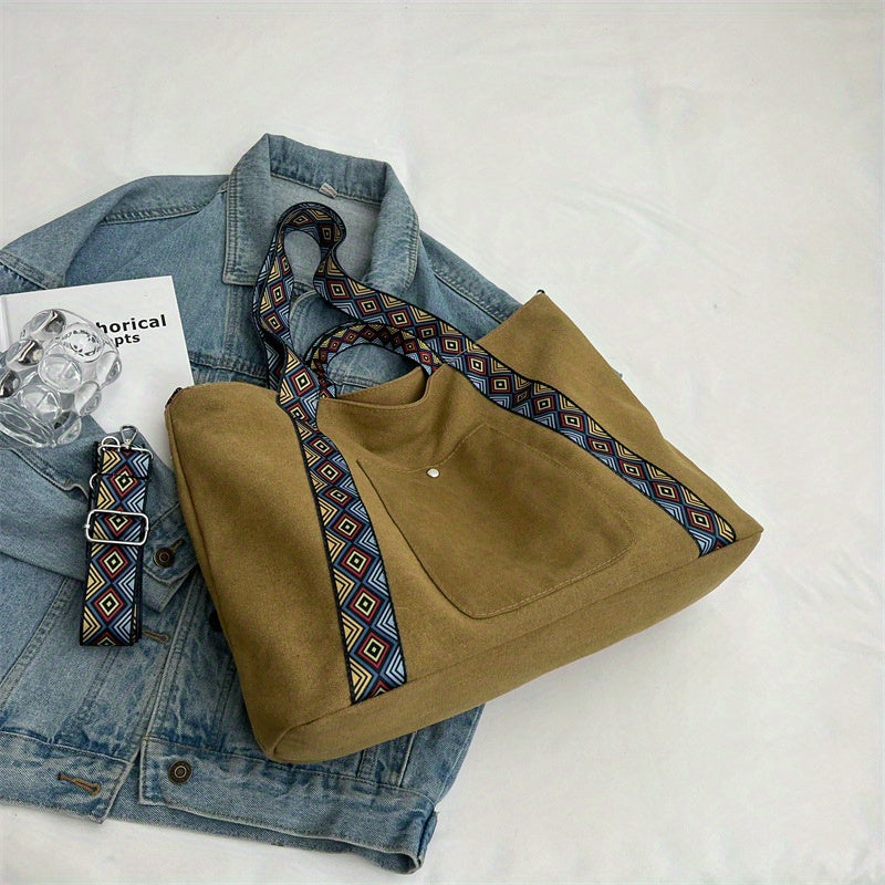 Ethnic Style Canvas Tote Bag Large Capacity Crossbody Bag Handbags