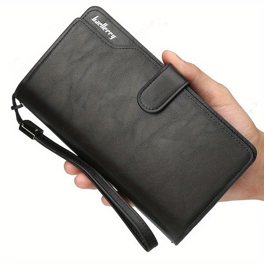 Men's Leather Trifold Wallet with Card Slots and Zipper Coin Purses