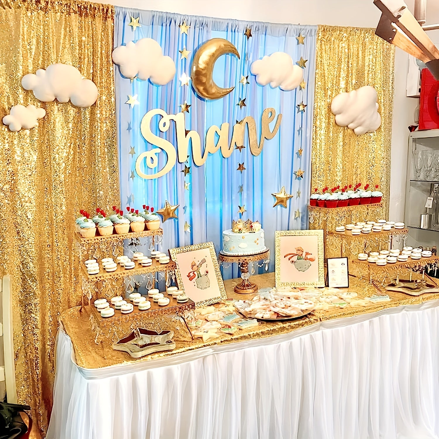 2pcs Sequin Backdrop Curtains Glitter Photo Booth Backdrops Curtains