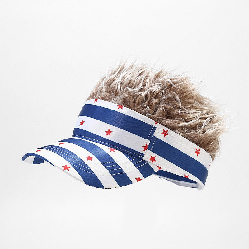 Sun Visor Hat With Spiked Hairs Baseball Cap