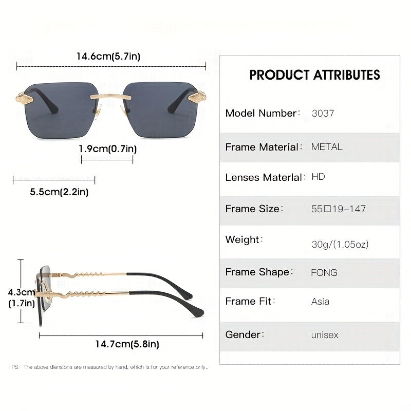 Men's Rimless Metal Sunglasses for Cycling Riding Fishing